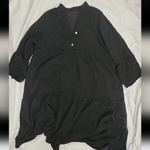 Skue Women's size XL black embroidered polkadot knee length dress #H2